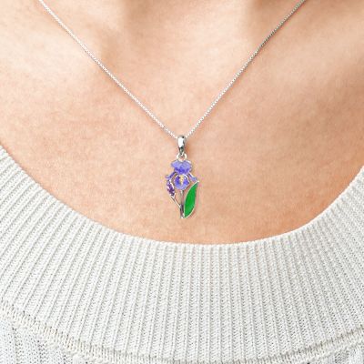Lila Iris Blume Halskette